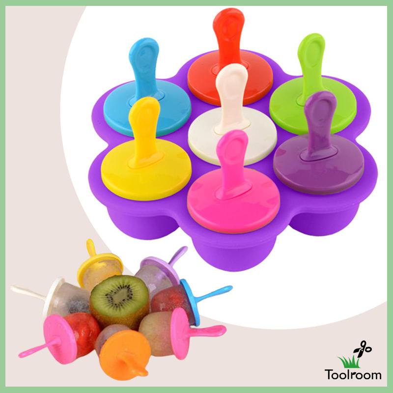 Khuôn Làm Kem 7 Ngăn Có Nắp Đậy Tiện Lợi