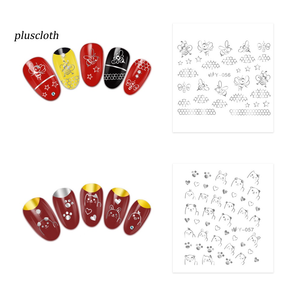 Set 30 Tấm Nhãn Dán Móng Nghệ Thuật Họa Tiết Bướm / Mèo / Nhện Màu Vàng / Bạc