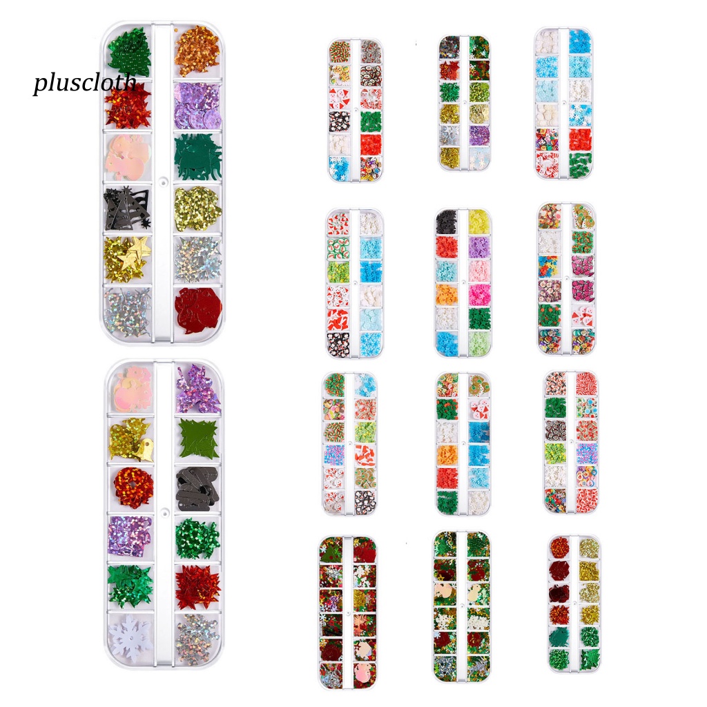 1 Hộp Phụ Kiện Trang Trí Móng Tay Nghệ Thuật Tạo Hiệu Ứng 3D Siêu Mỏng Phong Cách Giáng Sinh Cho Nữ