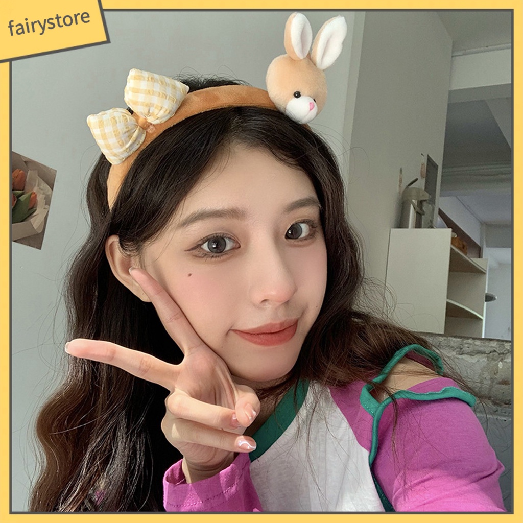 Băng Đô Cài Tóc Hình Thỏ Hoạt Hình Màu Sắc Tươi Sáng Vui Nhộn Chống Trượt Cho Nữ