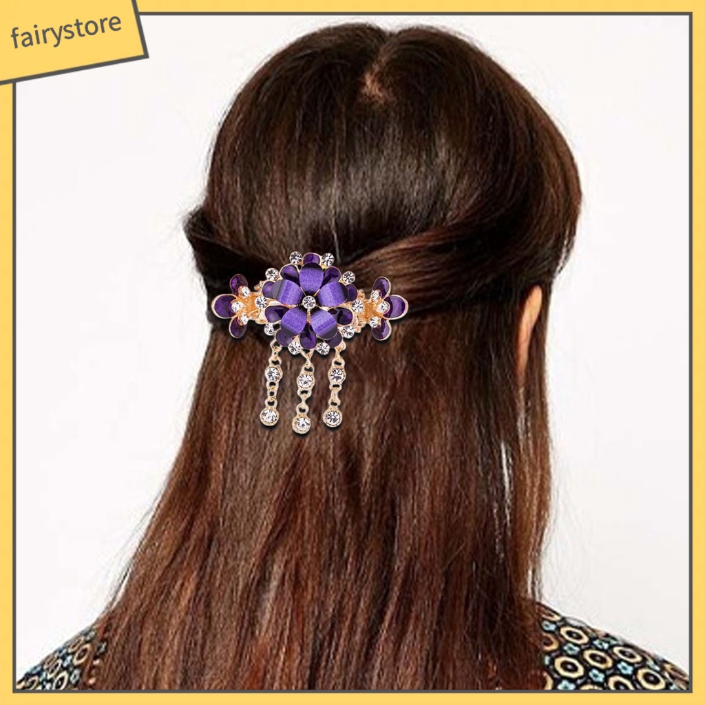 Kẹp Tóc Hình Hoa Đính Đá Lấp Lánh Phong Cách Vintage