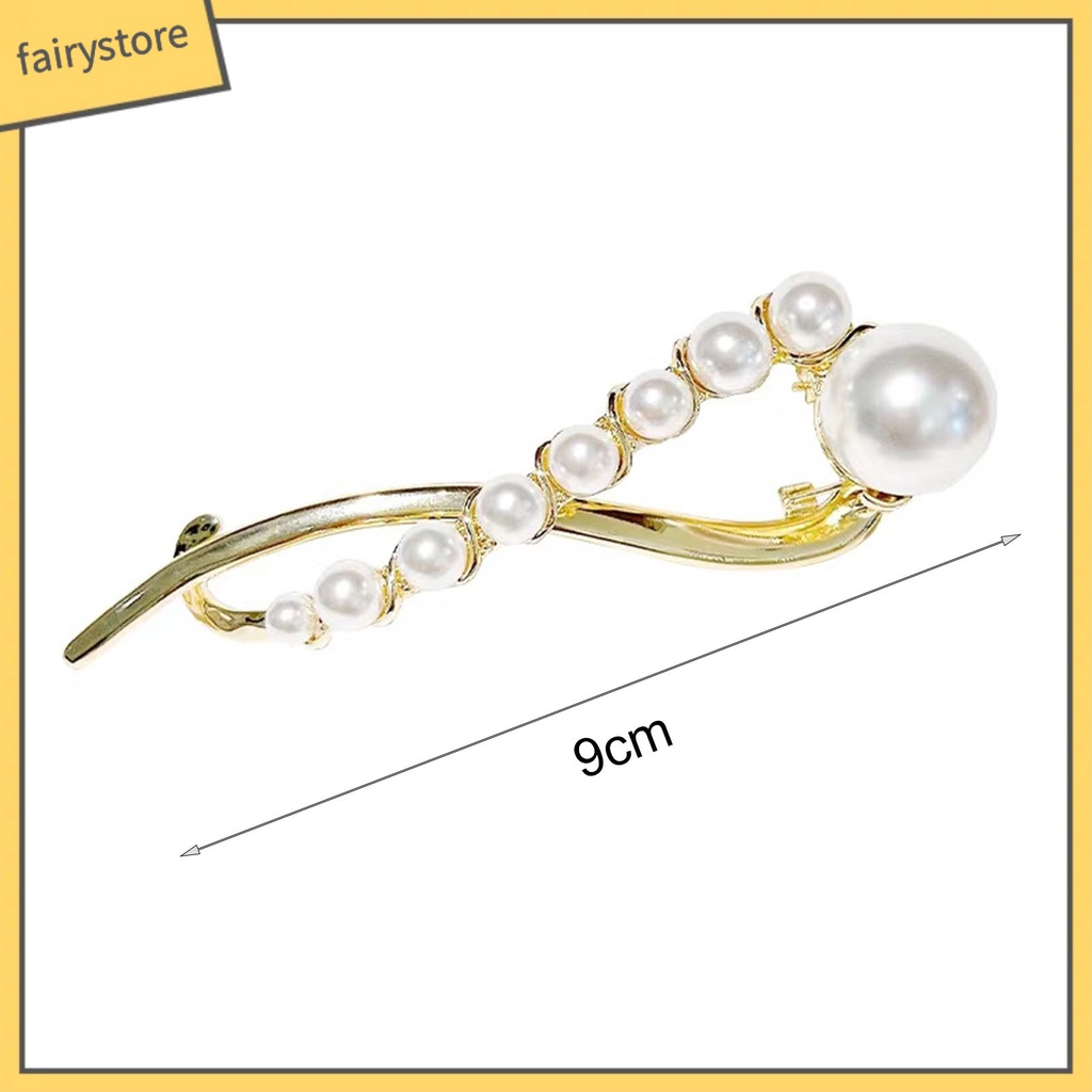 Kẹp Tóc Hình Chữ S Đính Ngọc Trai Giả Mạ Vàng Thời Trang Cho Nữ