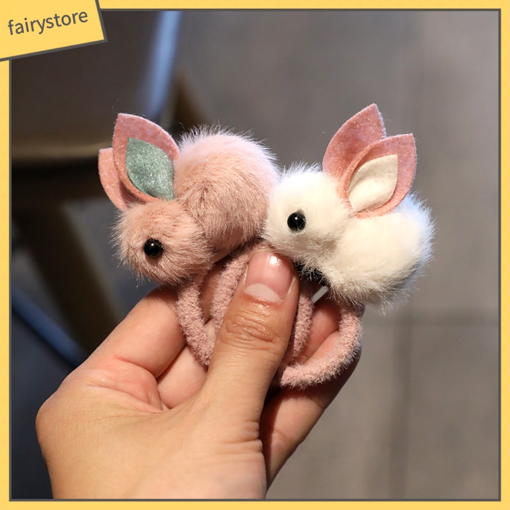 Kẹp Tóc Giả Da Hình Thỏ Nhồi Bông Mềm Mại Cho Nữ