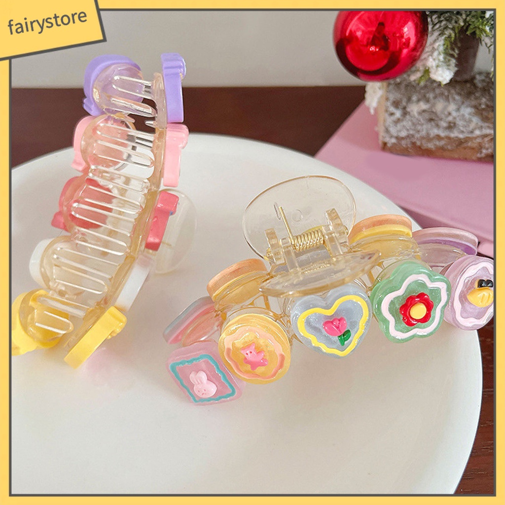 Kẹp Càng Cua Bằng Nhựa Họa Tiết Hoạt Hình Trái Tim / Cá Mập Màu Kẹo Ngọt Ngào Cho Nữ