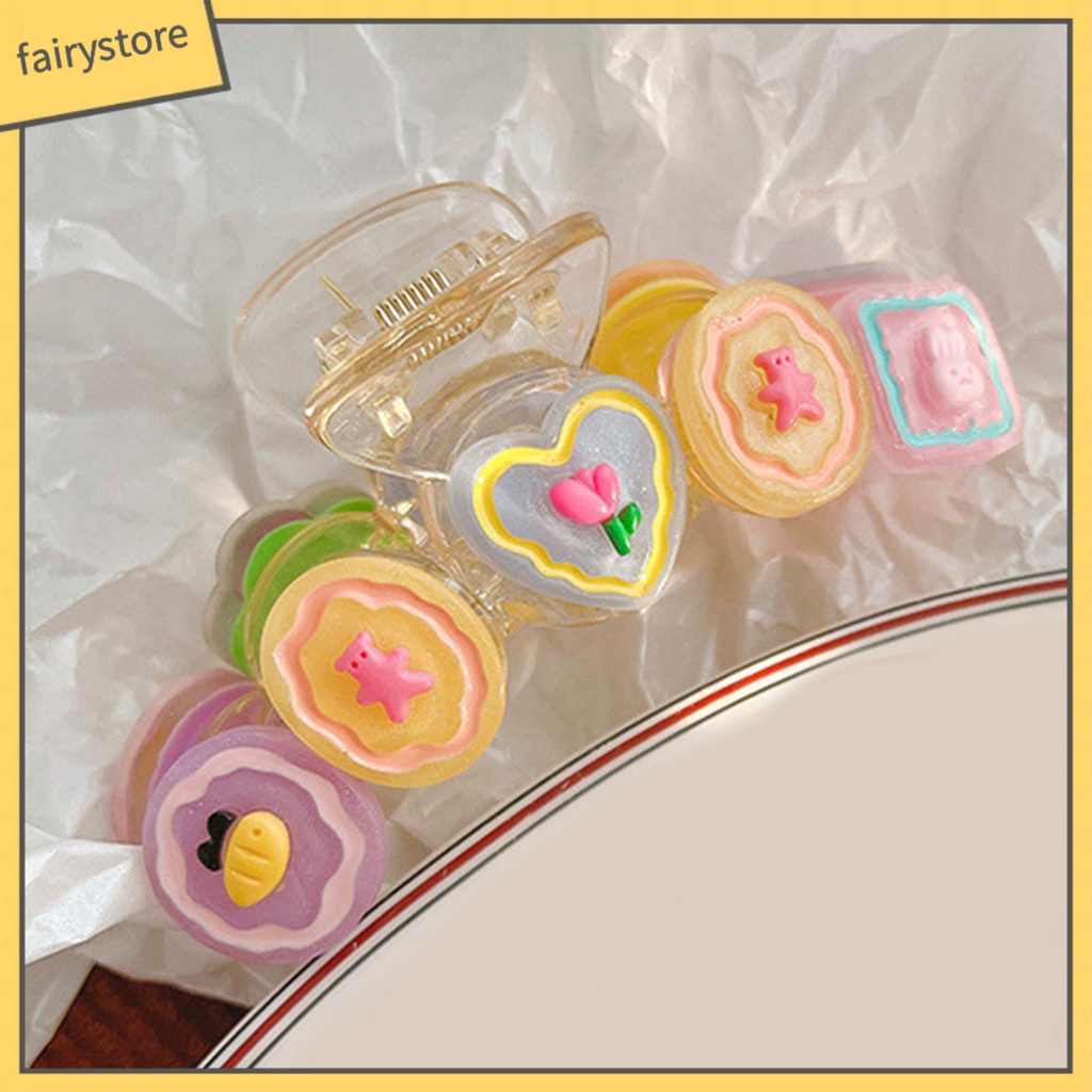 Kẹp Càng Cua Bằng Nhựa Họa Tiết Hoạt Hình Trái Tim / Cá Mập Màu Kẹo Ngọt Ngào Cho Nữ