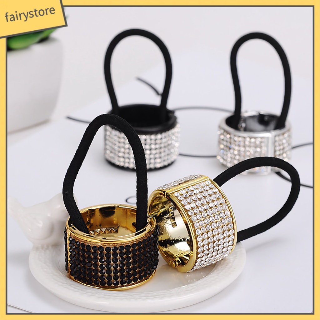 Dây Cột Tóc Đính Ngọc Trai Giả Có Khóa Kim Loại Cao Cấp