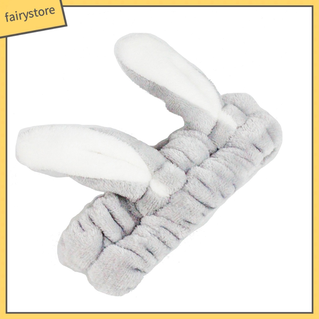 Băng Đô Cài Tóc Tai Thỏ Bằng Vải Bông Co Giãn Dễ Thương Dành Cho Nữ