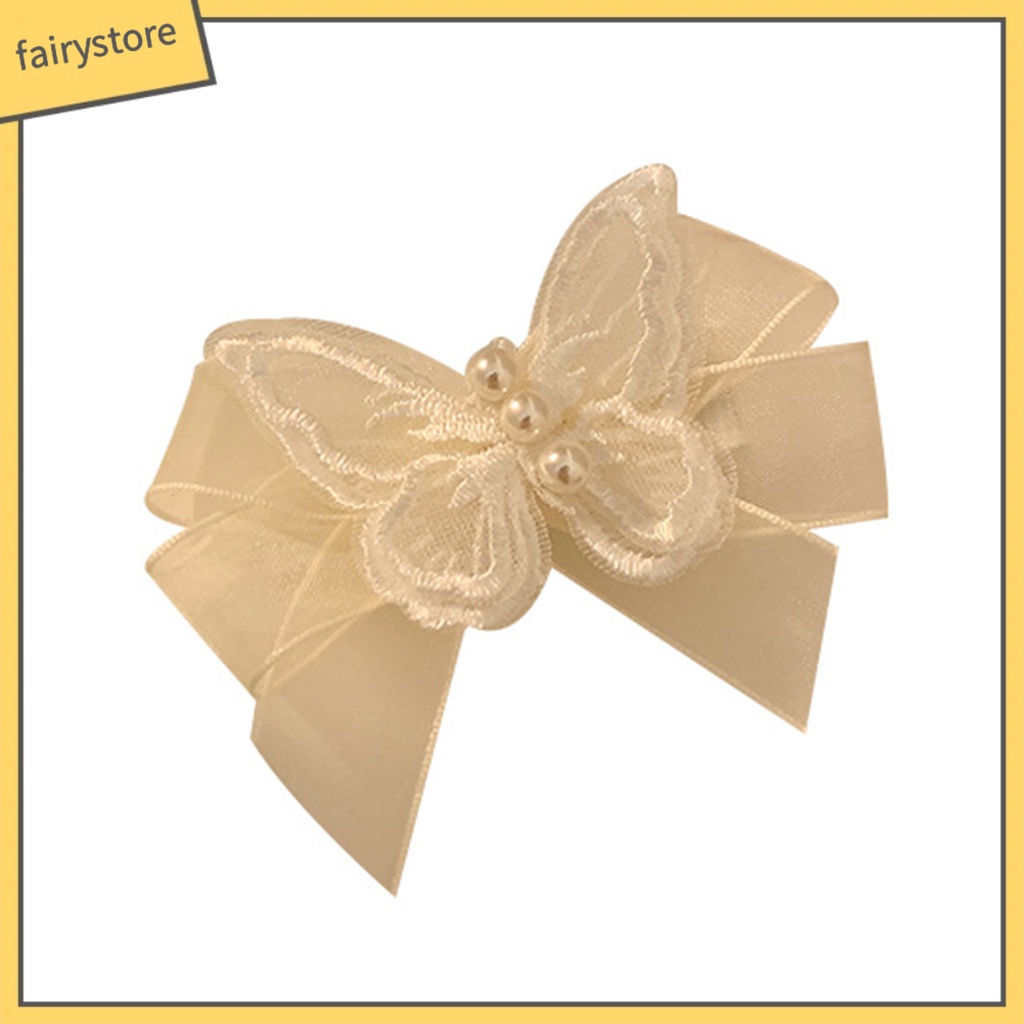 1 Cặp Kẹp Tóc Ba Lớp Hình Bướm Đính Ngọc Trai Giả Gọn Nhẹ Chống Trượt