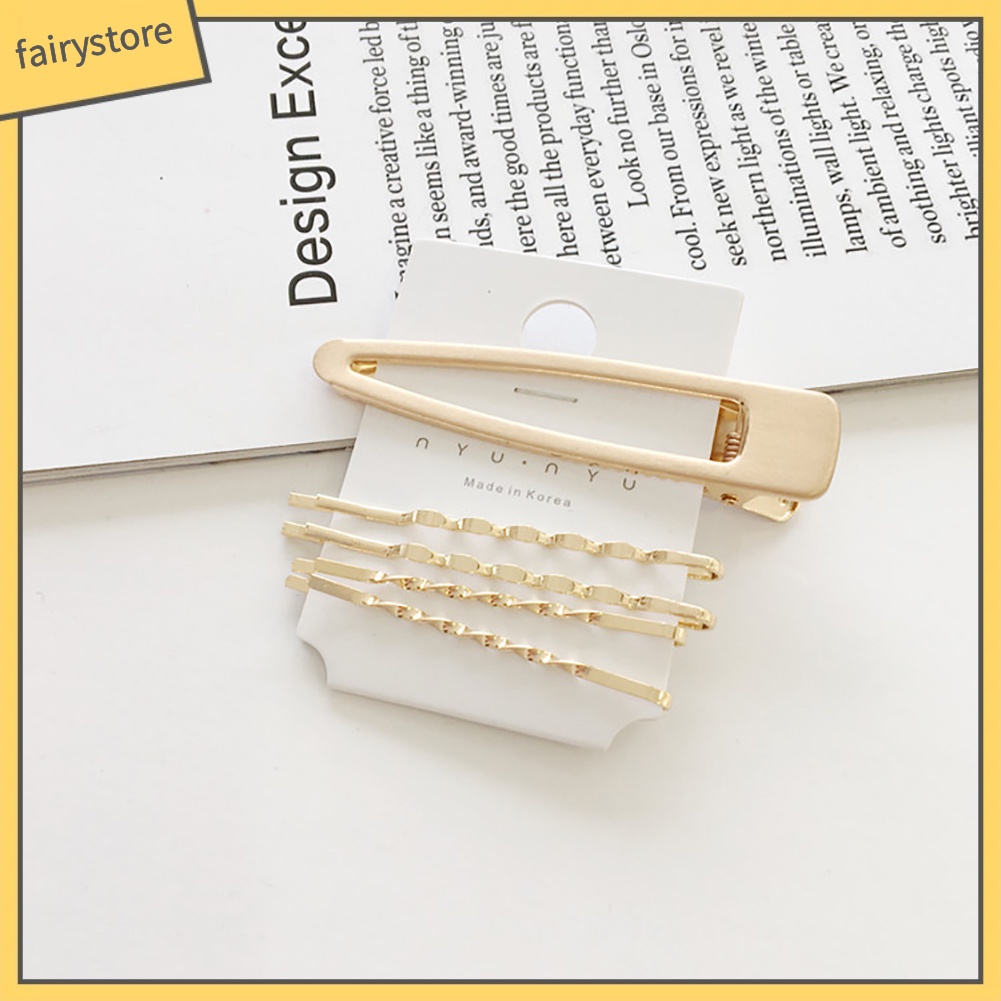 Set 4 Kẹp Tóc Đính Ngọc Trai Giả Bằng Kim Loại Thời Trang Cho Nữ