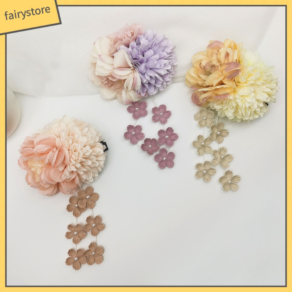 Set 3 Kẹp Tóc Chữ U Đính Hoa Giả Chống Rơi Thời Trang Cho Nữ