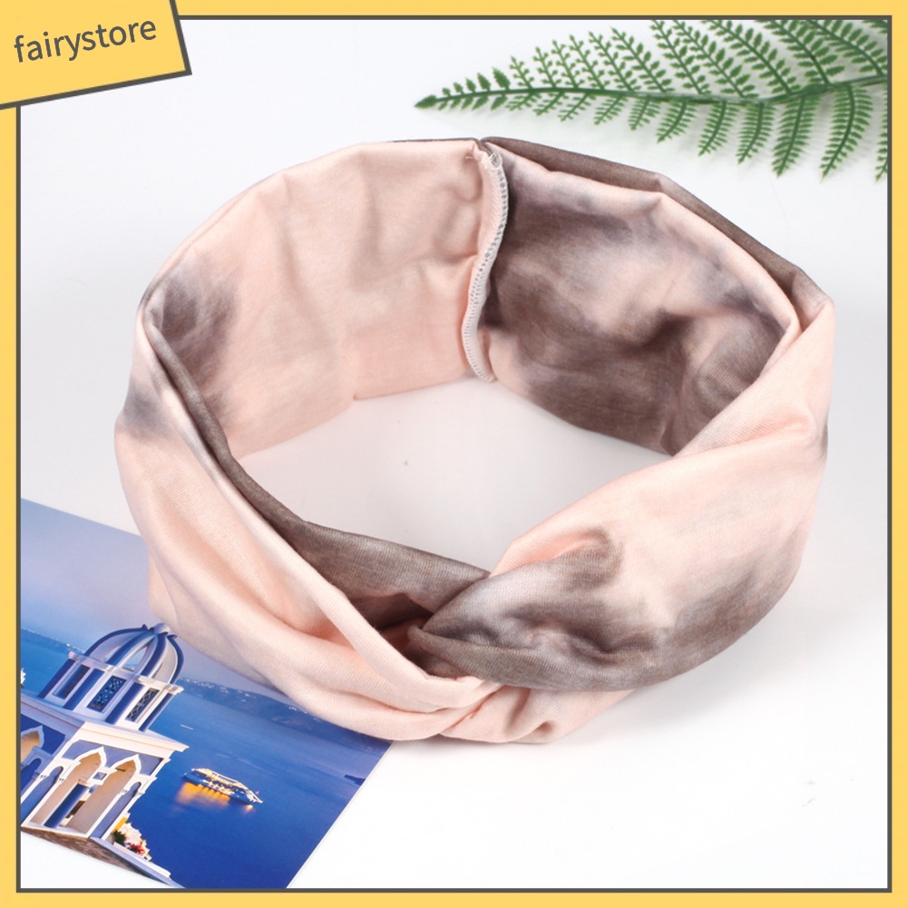 Băng Đô Cài Tóc Co Giãn Họa Tiết Màu Nhuộm Phong Cách Boho Thời Trang Cho Nữ