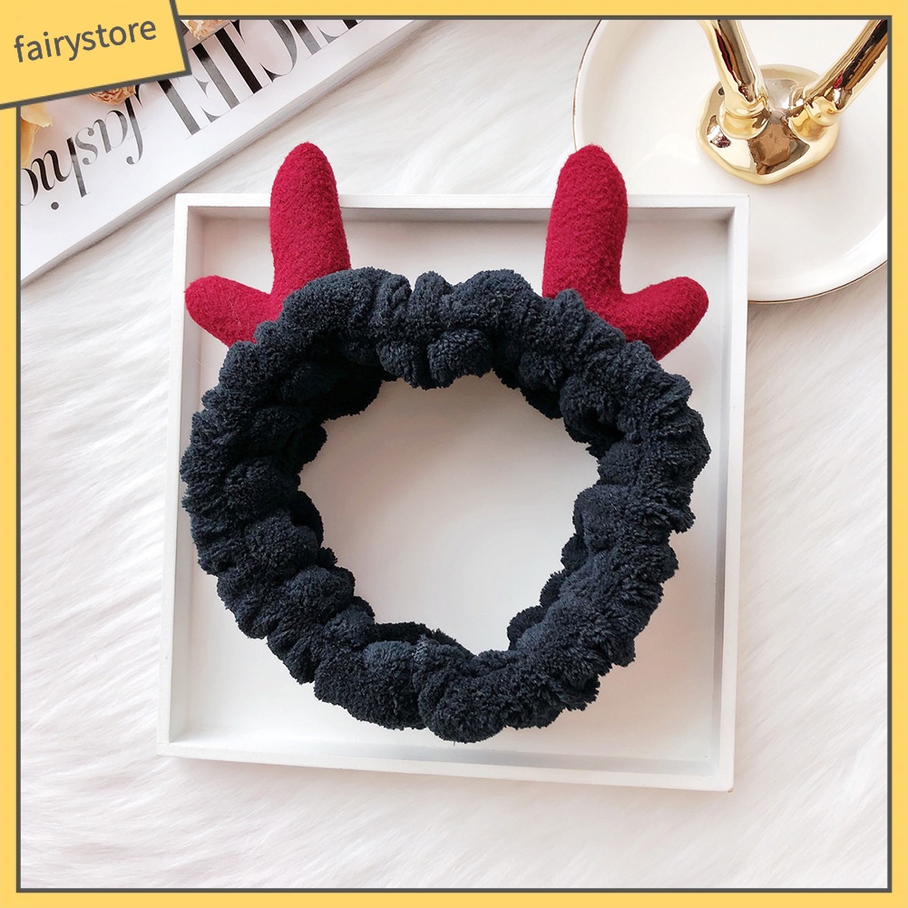 Băng Đô Rửa Mặt / Trang Điểm Co Giãn Mềm Mại Hình Sừng Hươu Dễ Thương Cho Nữ