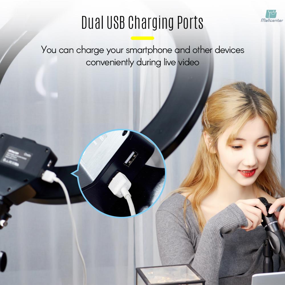 ORSDA ORB-18T 18 Inch LED Ring Light Studio Photography Fill-in Lamp 3200K-6500K 45W Dimmable Dual USB Charging Port with Tripod Stand Flexible Bracket Phone Holder Remote Control Carry Bag for Live V