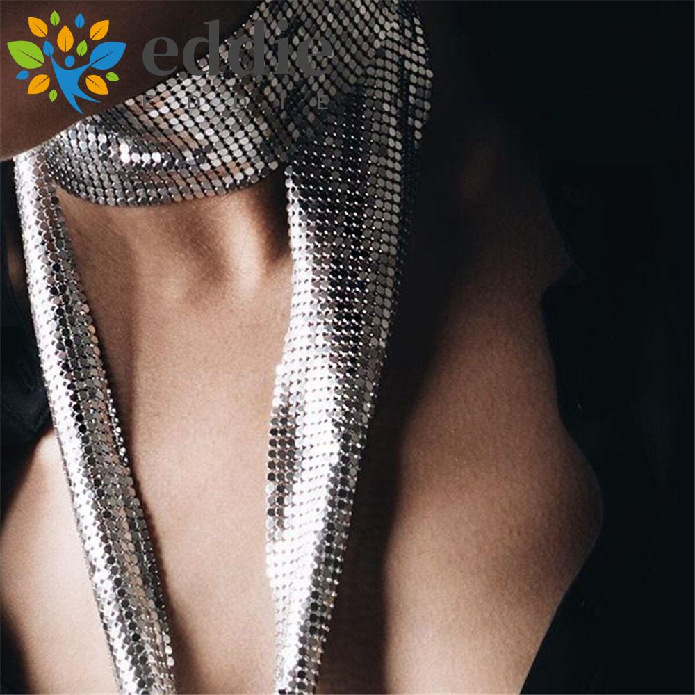 Khăn Choàng Cổ 26 Edie Bằng Kim Loại Đính Sequin Hình Tam Giác Màu Sắc Trơn Dành Cho Nữ