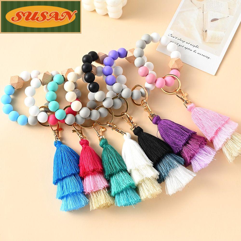 Vòng Tay Chuỗi Hạt Bằng Silicone Gắn Móc Khóa Xe Hơi Thời Trang