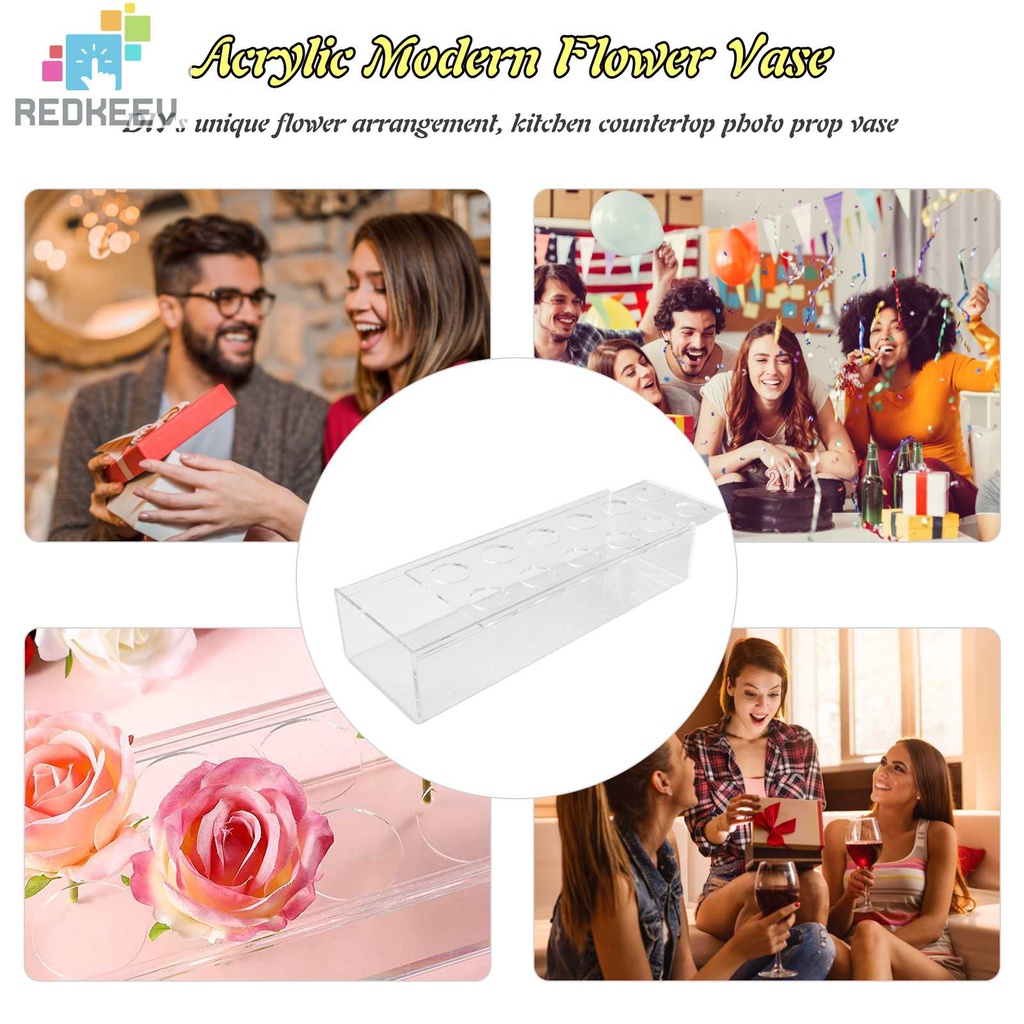 Lọ Hoa Bằng Acrylic Trong Suốt Trọng Lượng Nhẹ Dùng Trang Trí Bàn Ăn