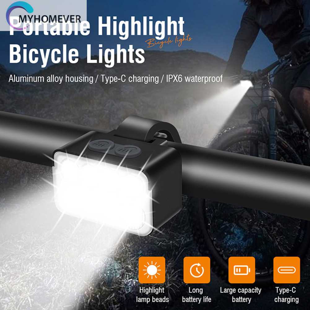 Đèn Pha 900LM LED TYPE-C 1000mAh IPX6 Chống Nước Có Thể Sạc Lại Cho Xe Đạp