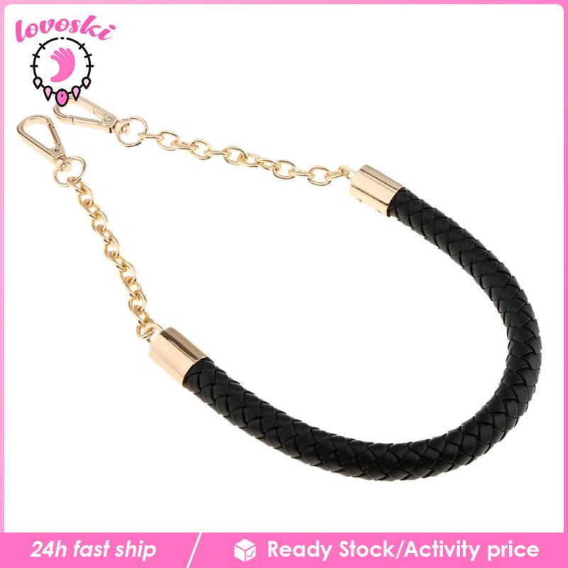 Dây Đeo Túi Xách Bằng Da PU Màu Đen Sang Trọng