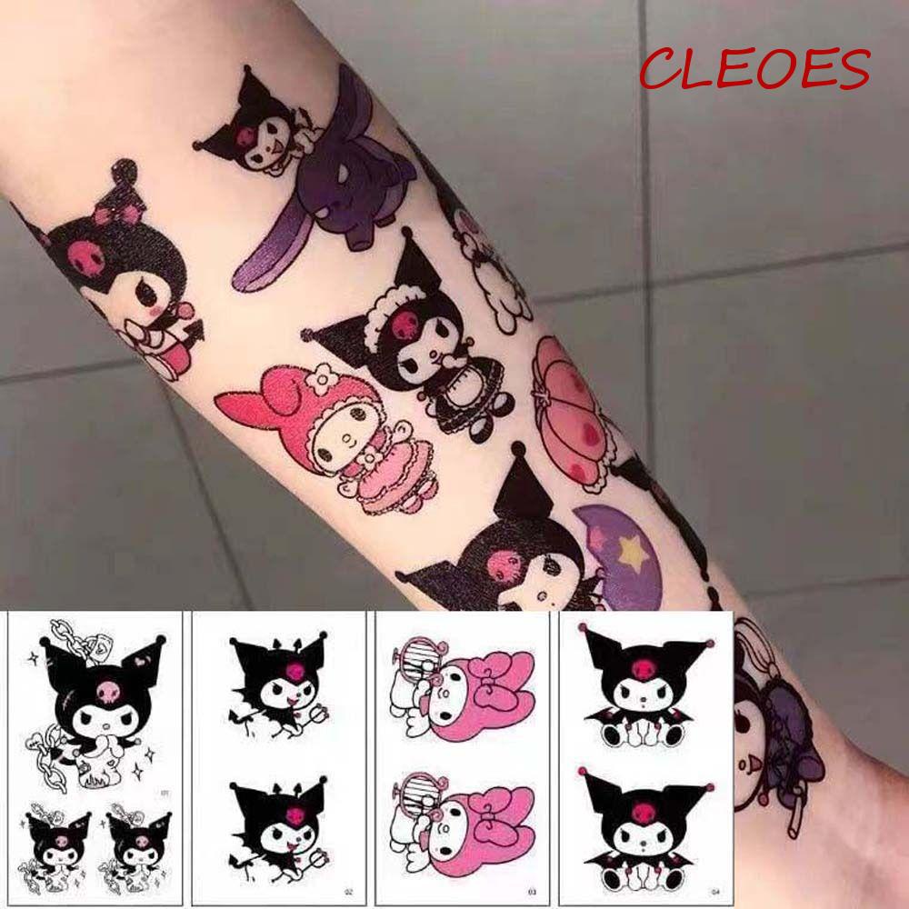 Miếng Dán Hình Xăm Hoạt Hình Chống Nước Kuromi Kitty