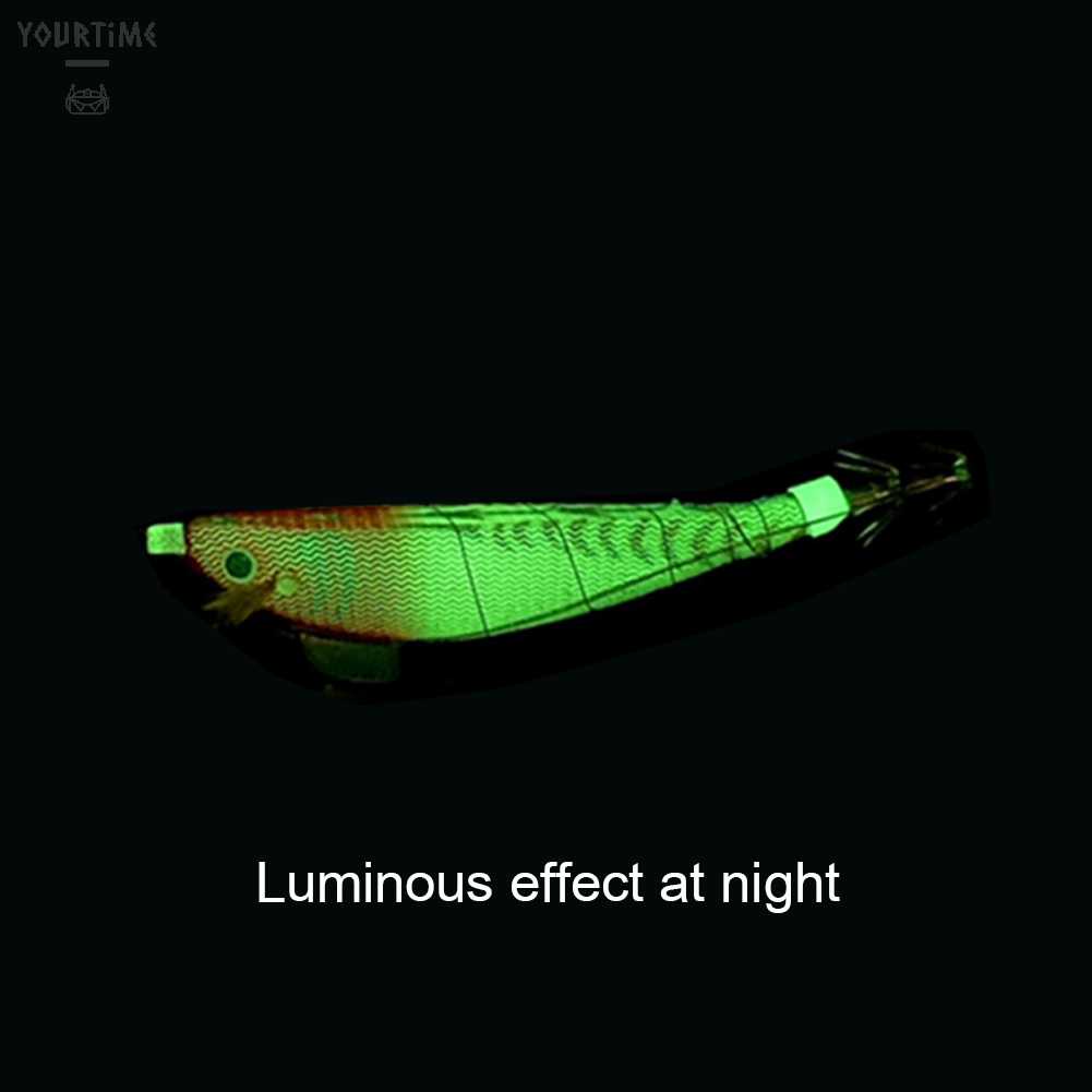 Mồi Câu Cá Giả Hình Tôm Bằng Gỗ Phát Quang Kích Thước 100mm 12g