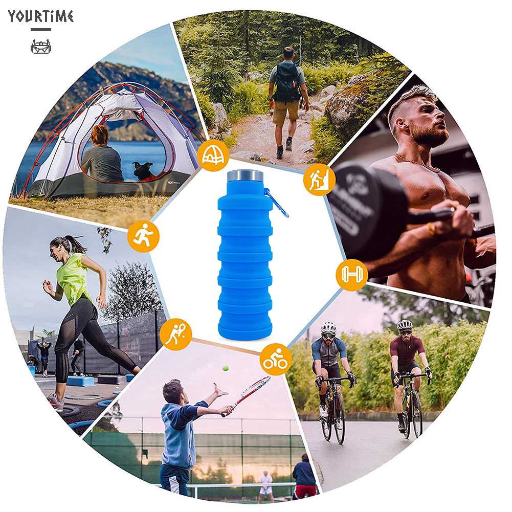 Bình Nước Thể Thao Bằng Silicone 500ml Chống Tràn Cho Trẻ Em