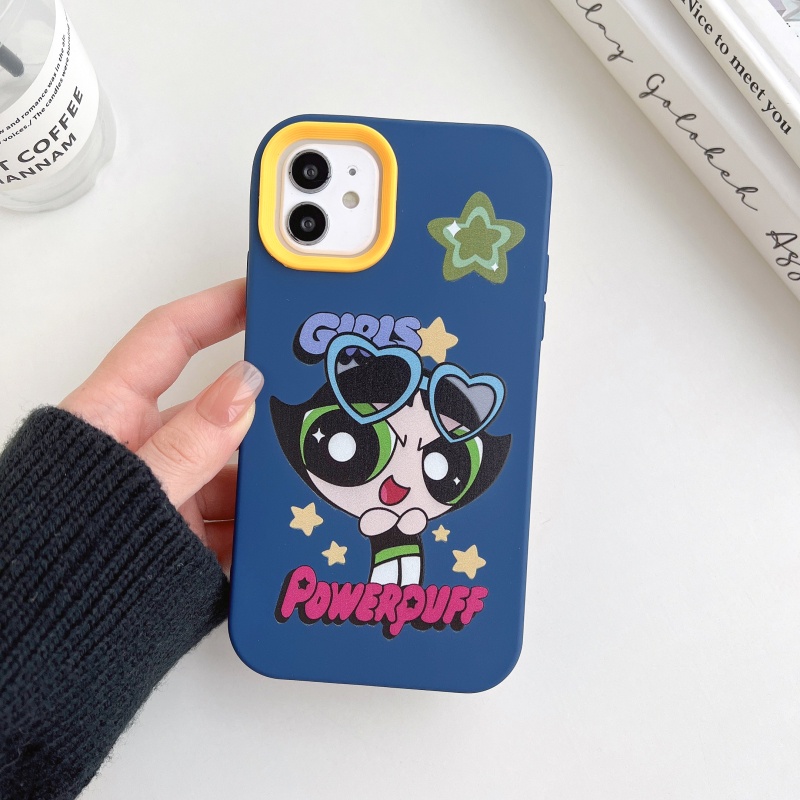Ốp Điện Thoại Silicon Mềm Chống Sốc 3 Trong 1 In Hoạt Hình Powerpuff Girls Cho iPhone 14 Plus 13 12 11 Pro Max