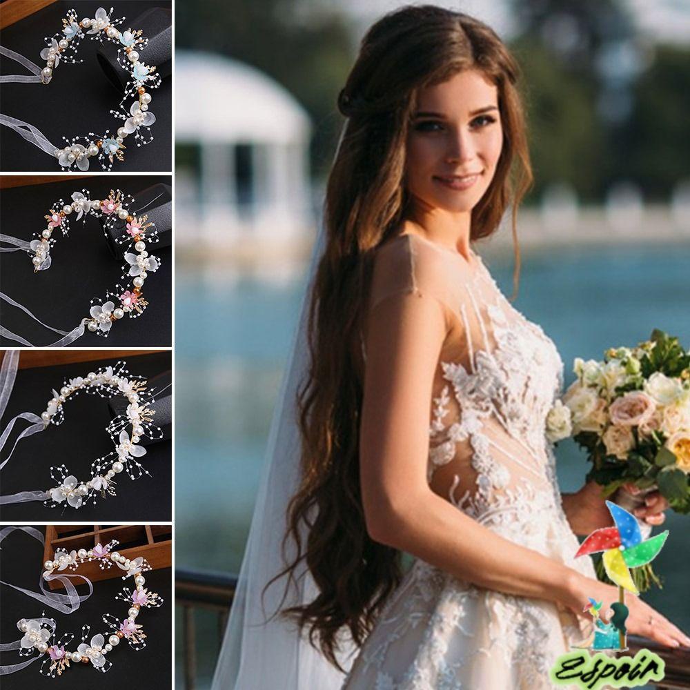 Phụ Kiện Vương Miện Hoa Màu Trắng Dùng Làm Đạo Cụ Chụp Ảnh Cô Dâu