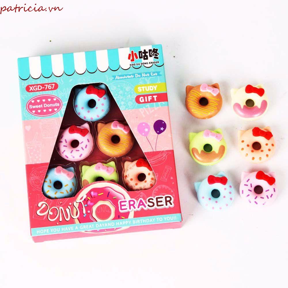 Set 6 Gôm Tẩy Hình Bánh Donut Kèm Nơ Xinh Xắn