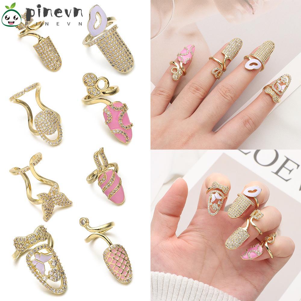 Nhẫn Hình Quả Thông Thời Trang Dành Cho Nữ|Vỏ Bọc Bảo Vệ Móng Tay Màu Sắc Đơn Giản Thời Trang