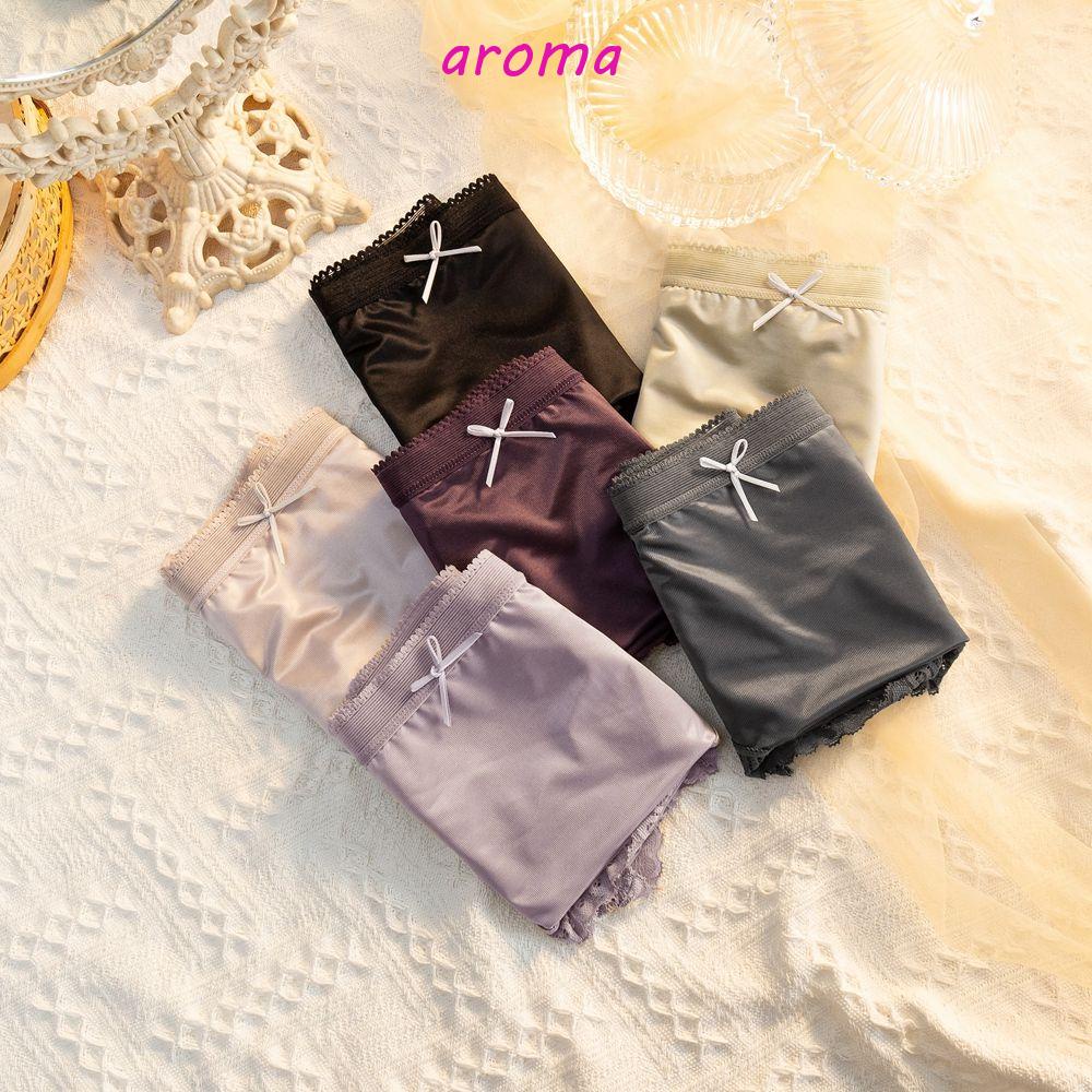 Quần Lót Lụa Satin Phối Lưới Chấm Bi Thoáng Khí Thời Trang Cho Nữ