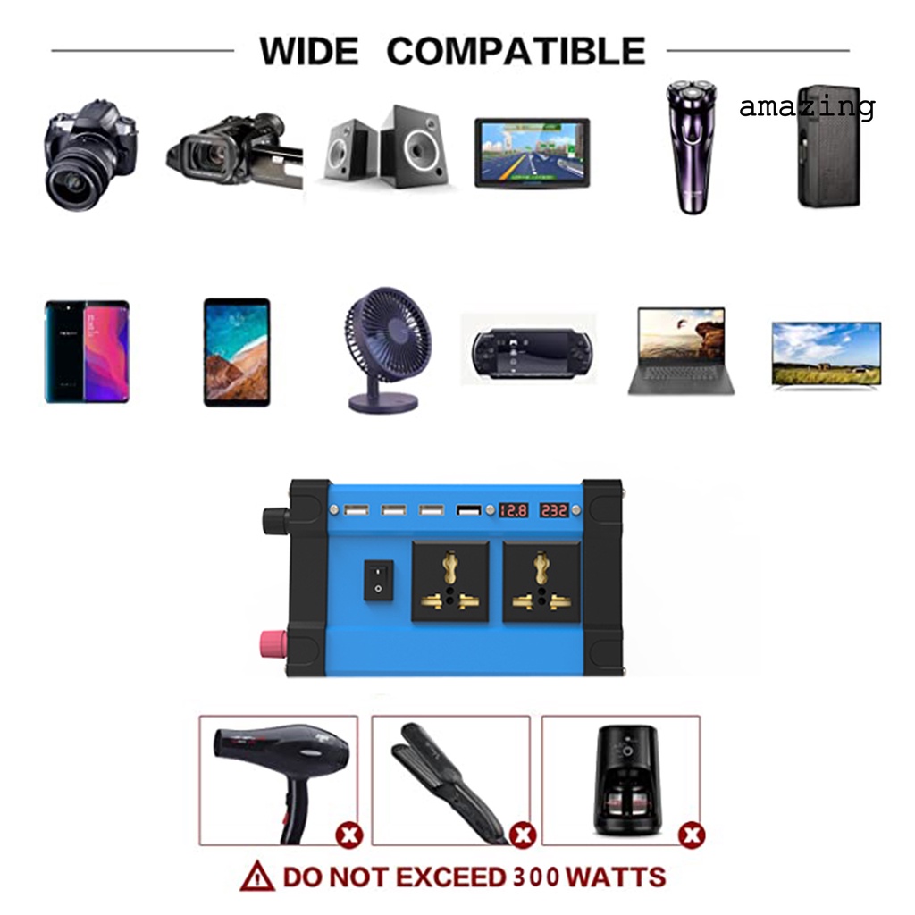 Bộ SạC 12V 300W USB Cho Xe Hơi / Xe TảI / TV / Laptop