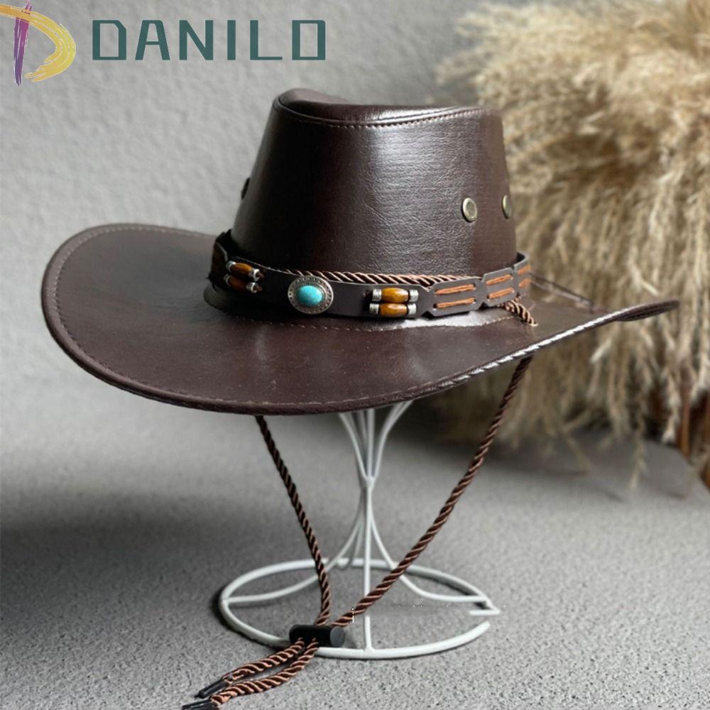 Mũ Cao Bồi Giả Da Phối Dây Rút Thời Trang Mùa Hè