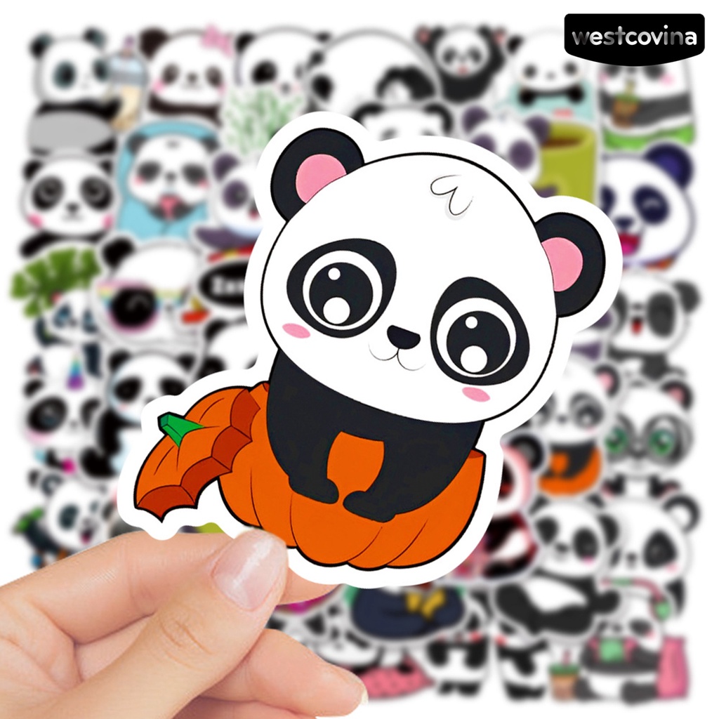 [WSTN]✎Bộ 50 Miếng Dán Hình Gấu Trúc Hoạt Hình Tự Dính Chống Nước Chống Rách Dùng Trang Trí DIY