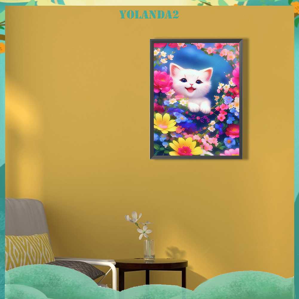 Tranh Đính Đá Kim Cương Toàn Bộ 5D DIY Hình Vẽ Mèo Trang Trí Nhà Cửa