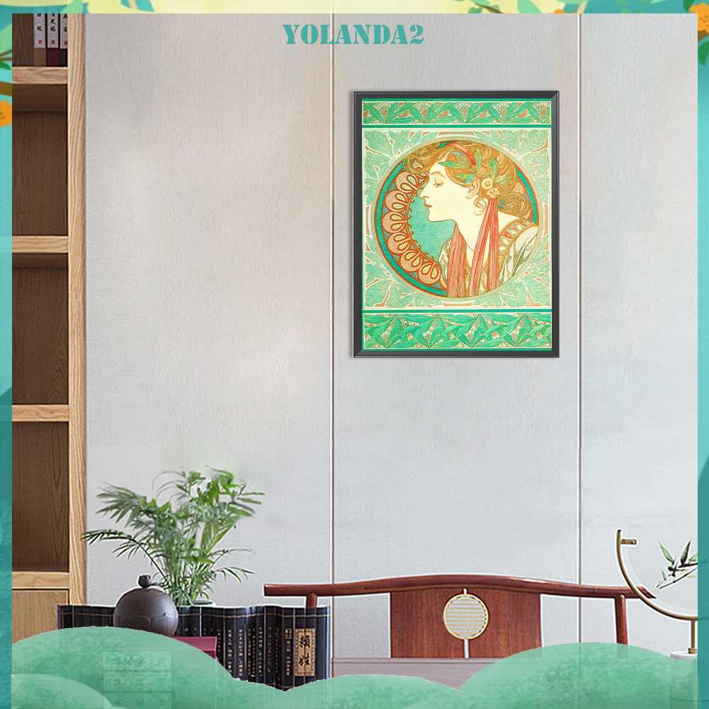 Bộ Tranh Đính Đá 5D Họa Tiết Alphonse Maria Mucha Độc Đáo DIY Dùng Trang Trí