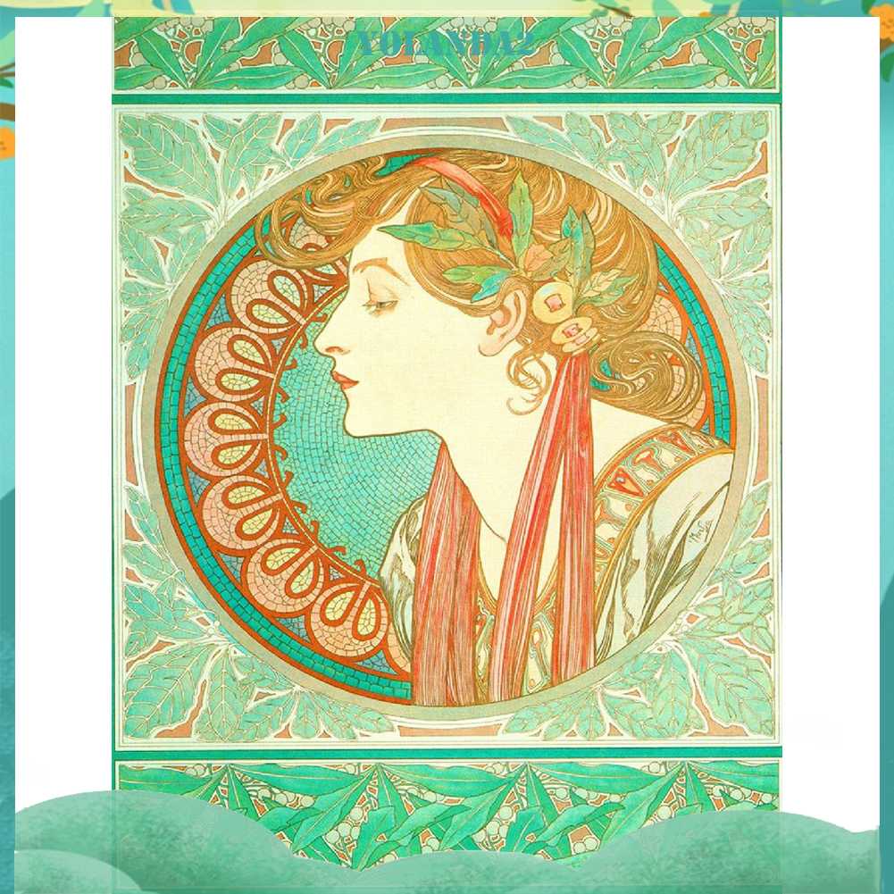 Bộ Tranh Đính Đá 5D Họa Tiết Alphonse Maria Mucha Độc Đáo DIY Dùng Trang Trí