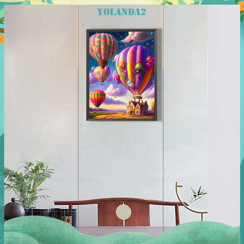 Tranh Đính Đá Kim Cương Toàn Bộ 5D DIY Hình Vẽ Bóng Bay Dùng Trang Trí Nhà