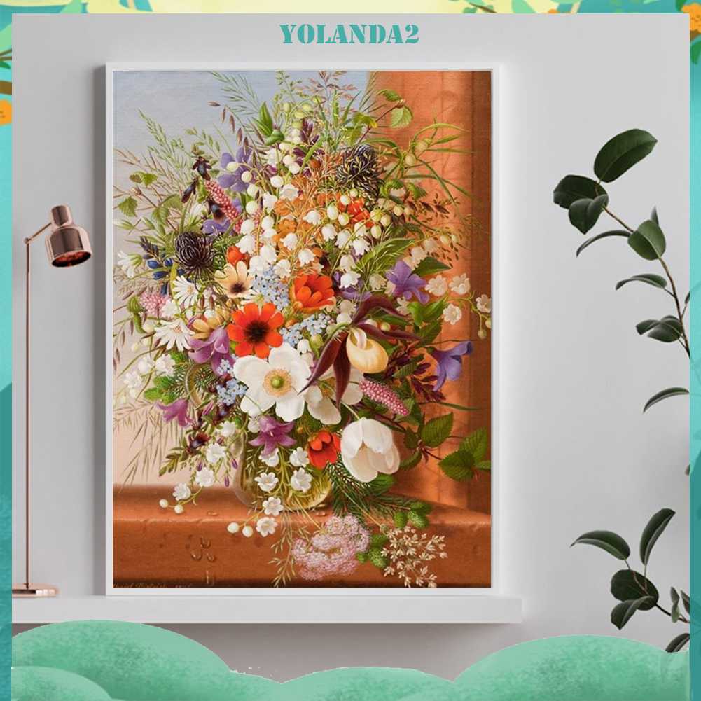 Tranh Đính Đá Kim Cương Toàn Bộ 5D DIY Hình Vẽ Hoa Trang Trí Nhà Cửa