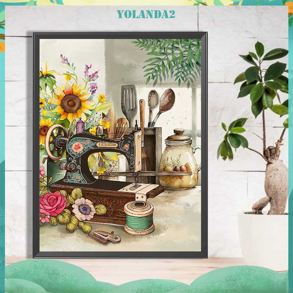 Tranh Đính Đá Kim Cương Toàn Bộ 5D DIY Hình Vẽ Máy May