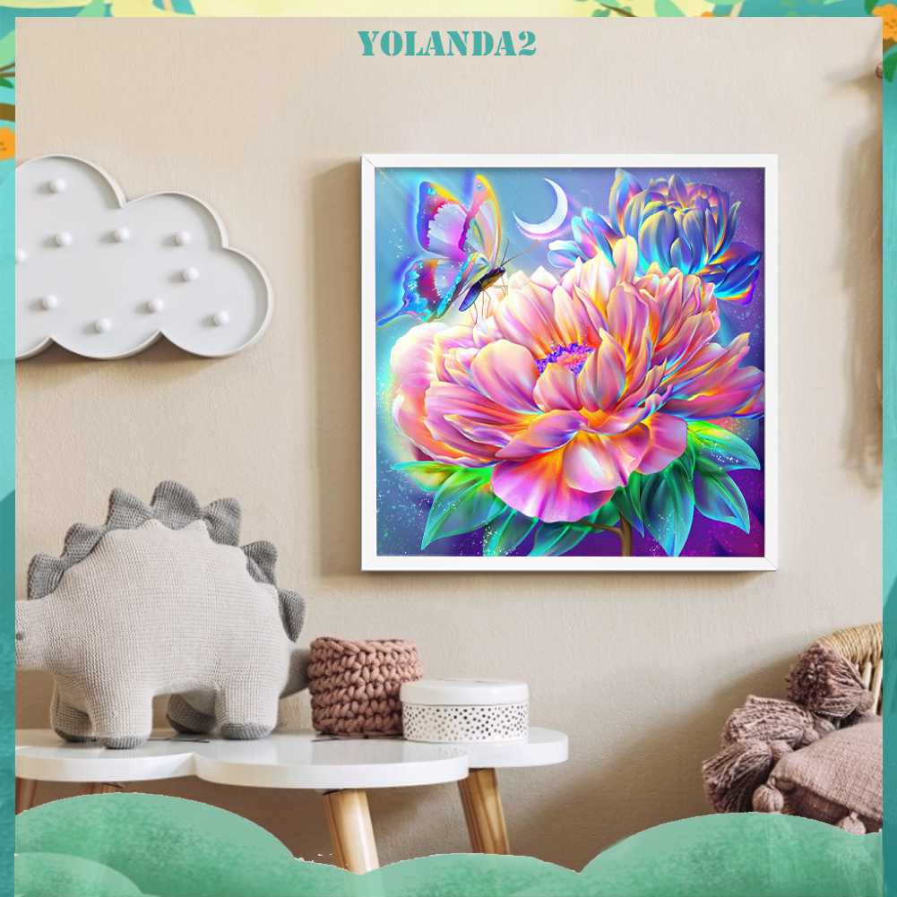 Tranh Đính Đá Kim Cương Toàn Bộ 5D DIY Hình Vẽ Hoa Trang Trí Nhà Cửa