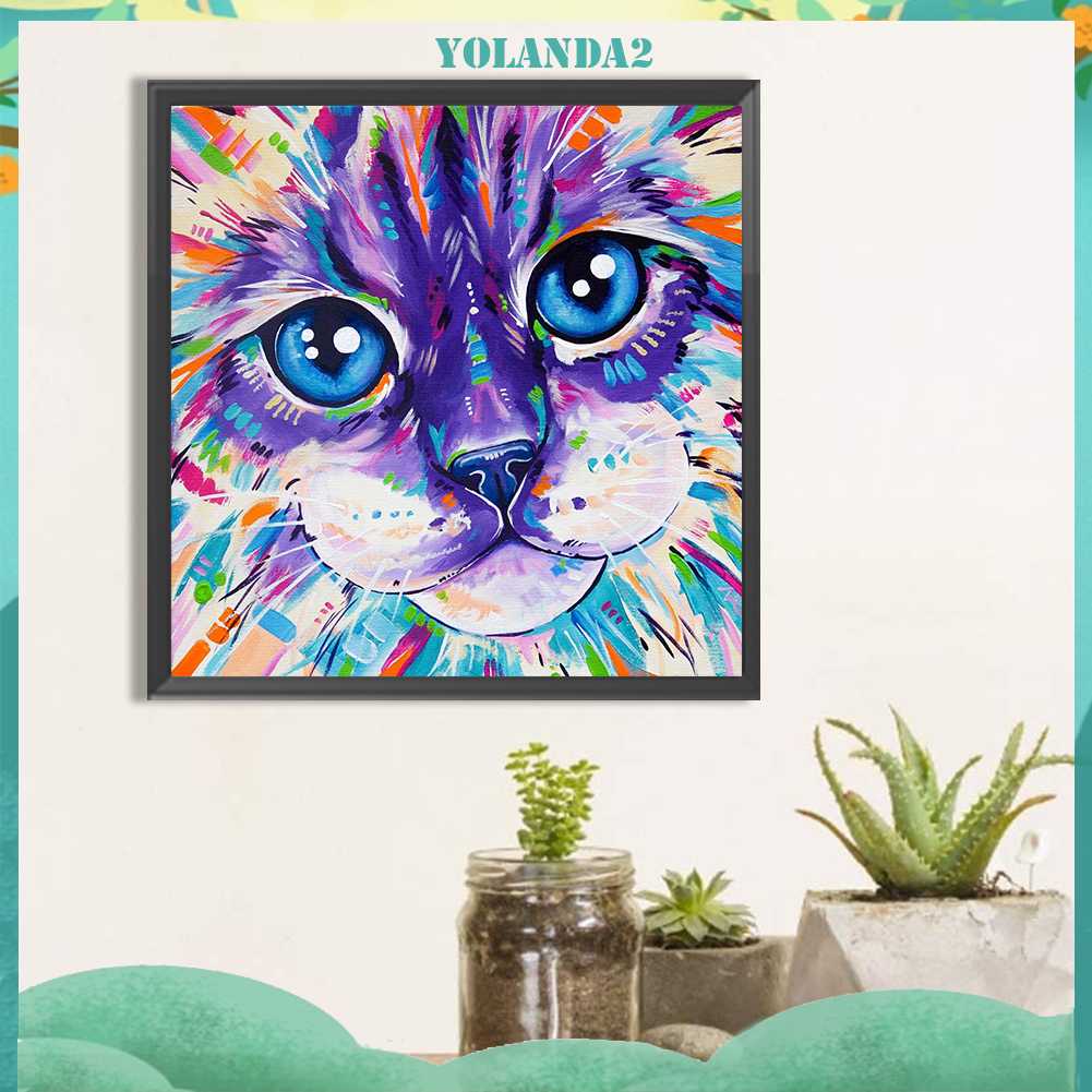 Tranh Đính Đá Kim Cương Toàn Bộ 5D DIY Hình Vẽ Mèo Trang Trí Nhà Cửa