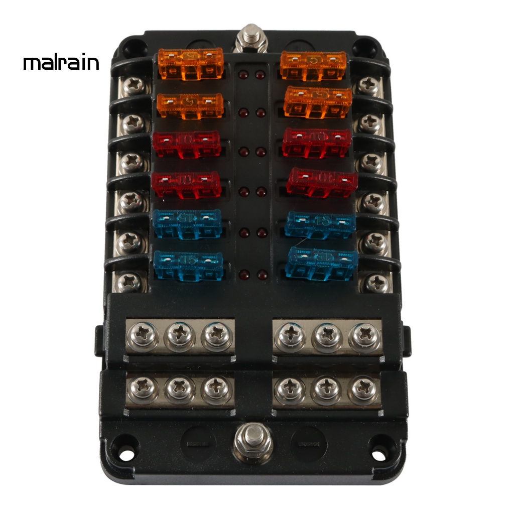 Bộ Giá Đỡ Cầu Chì 12 Chiều Có Đèn LED Báo Hiệu + Ốc Vít Chuyên Dụng Cho RV Yacht