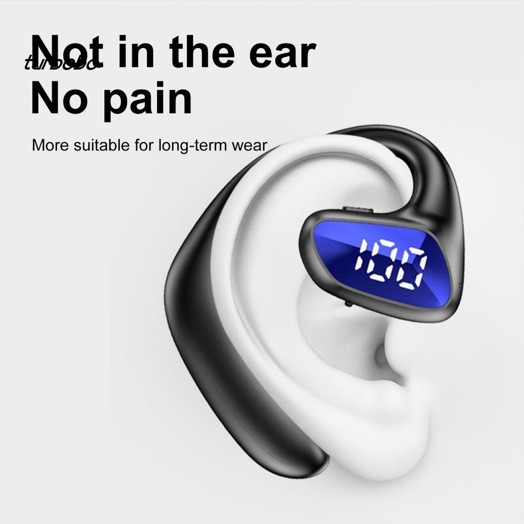1 Bộ Tai Nghe Không Dây Công Nghệ Truyền Tín Hiệu Xương Một Mặt Hiển Thị Điện Áp Thiết Kế Hở Tai Dùng Khi Chạy Bộ