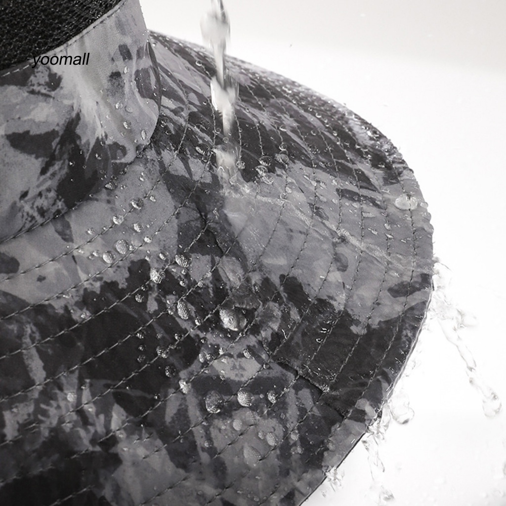 Mũ Tai Bèo Vành Rộng Họa Tiết Rằn Ri Điều Chỉnh Được Thoáng Khí Chống Nắng Mùa Hè Cho Nam