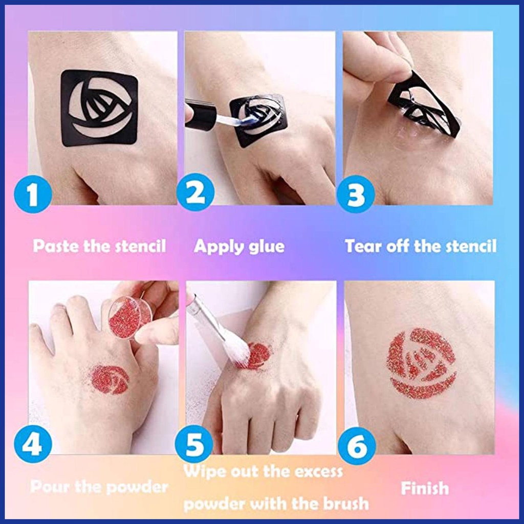 Bộ Phấn Kim Tuyến Lấp Lánh Dùng Trang Điểm Cơ Thể Đa Năng Tiện Dụng