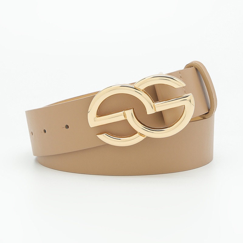 Thắt Lưng Denim Khóa Kim Loại Chữ G Đôi Thời Trang Giản Dị Mới Cho Nữ