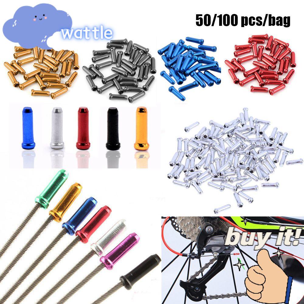 Set 50 / 100 Đầu Dây Phanh Xe Đạp Bằng Hợp Kim Nhôm Nhiều Màu