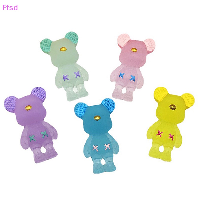 {Ffsd} Phụ Kiện Kẹp Tóc Resin Phát Quang Hình Gấu Hoạt Hình Sáng Tạo DIY Trang Trí Điện Thoại * Bán Chạy