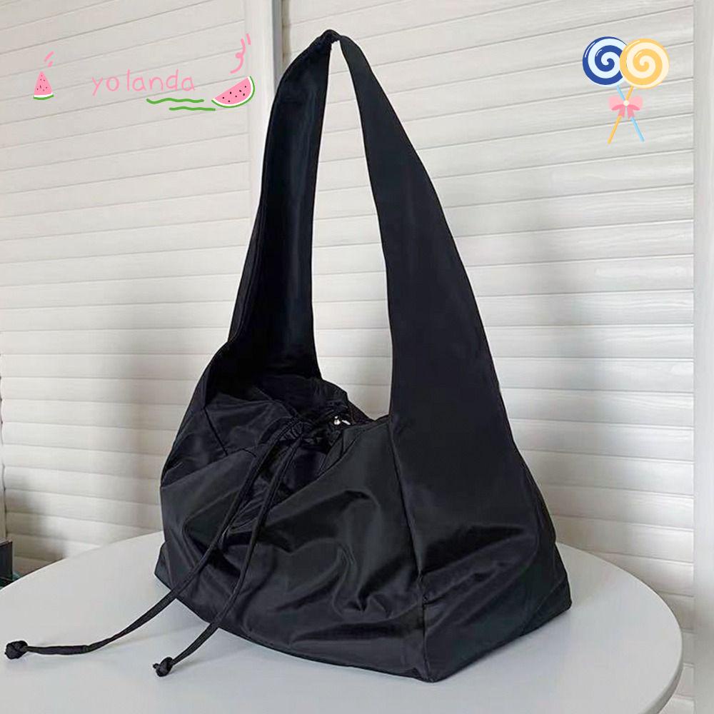 Túi Đeo Vai Bằng Nylon Mềm Màu Trơn Có Khóa Kéo