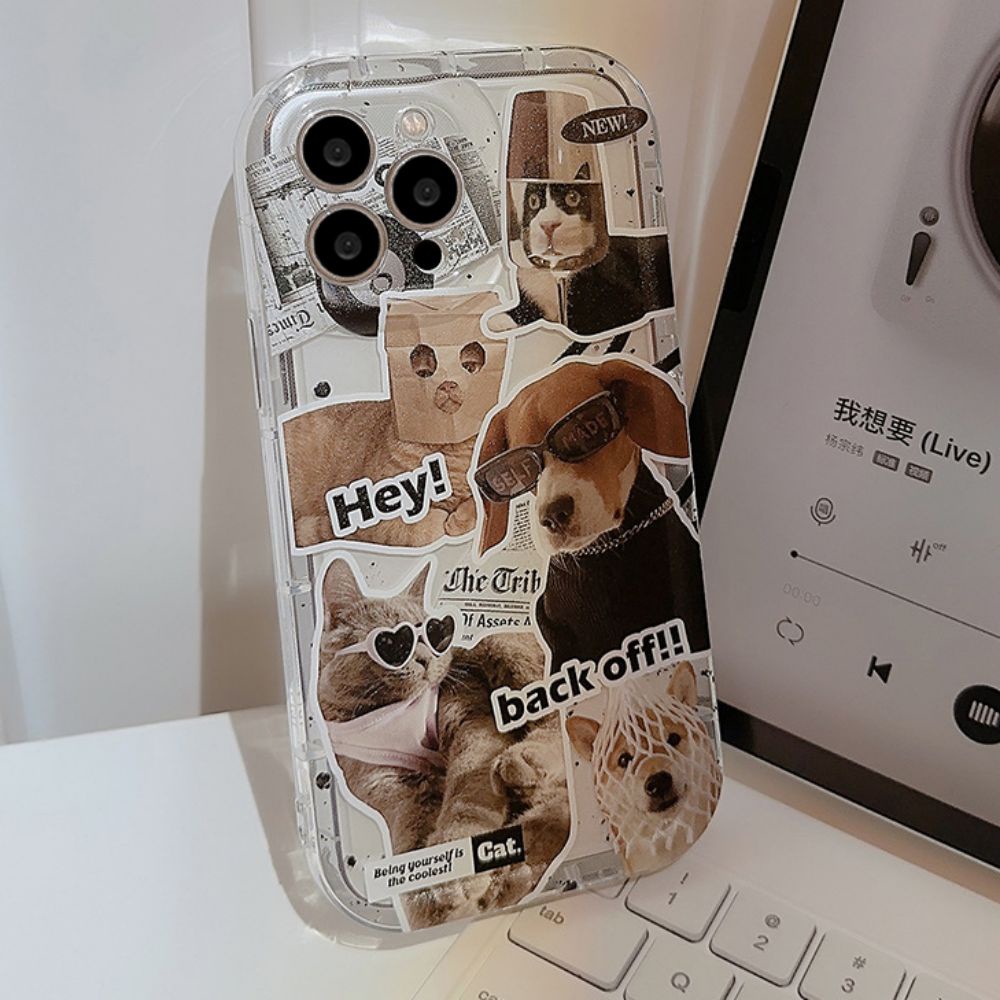 Ốp Điện Thoại TPU Mềm Chống Rơi Họa Tiết Cún Mèo Hoạt Hình Kiểu Retro Cho IPhone 11 14 13 12 Pro Max